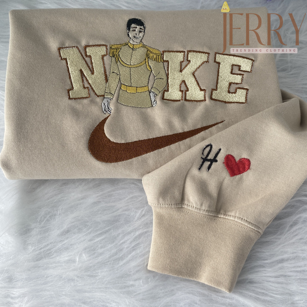 Personalized Prince Charming Disney Nike Embroidered Sweatshirt, Christmas Present For Couples